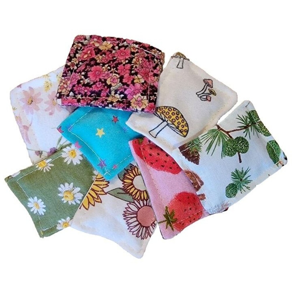 8 pc Handmade Small Catnip Filled Cat Toys Flannel Fabric Kitten Kitty Floral